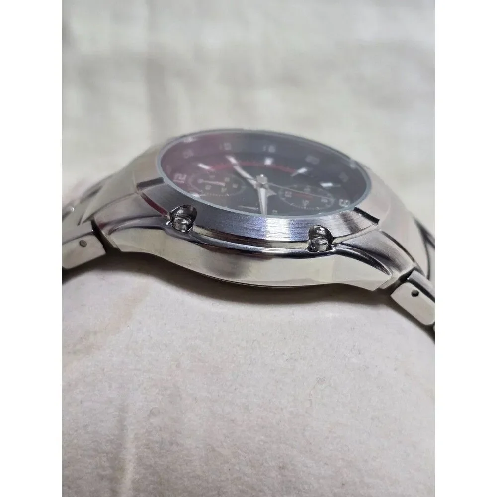 Merona Men's Quartz Sport Watch-Black Textured Dial–Steel Bracelet – (FMDM245)